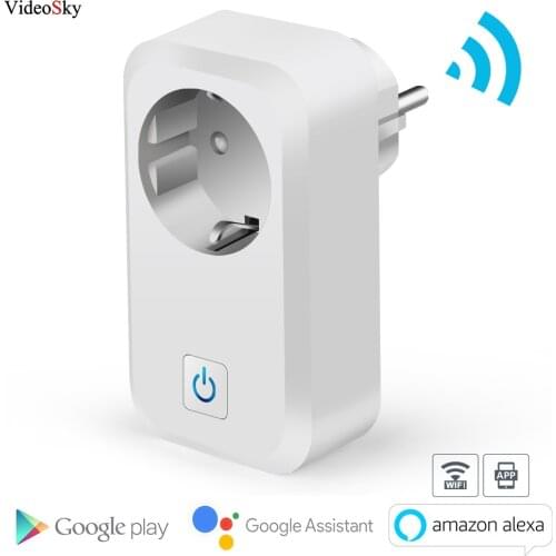16A EU Smart Wifi Power Plug with Power Monitor Smart Home Wifi Wireless Socket Outlet Works with Alexa Google Home Tuya App