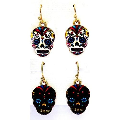 Explosion style oil drop earrings European cute retro skull Halloween student girl and American color explosion model