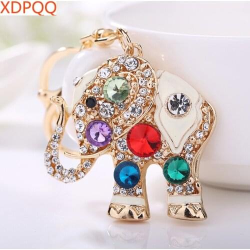 XDPQQ Popular jewelry auspicious animal elephant key chain wallet buckle female jewelry gift inlaid satellite stone car pendant