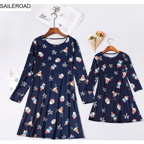 TUONXYE Mother Daughter Winter Family Matching Spring Autumn Snow Man with Scarf Dress Family Dress Christmas Dresses Outfits