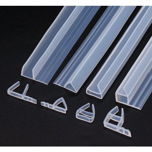 1M Silicone shower screen seal Sliding Strip F U H Shape Rubber glass door Seals Window Weatherstrip for 6/8/10/12 mm glass
