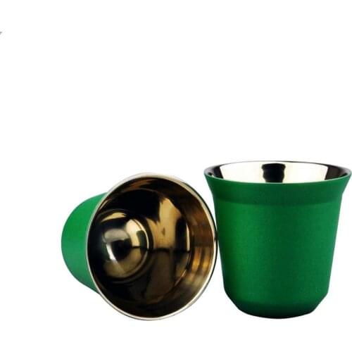 1 PCS 80ml Double stainless steel espresso cup thermos cup and powder cup coffee capsule cup