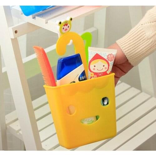 1PC Multi-purpose Plastic Colorful Smiling Face Sundries Storage Basket Organizer Storage Barrel Hanging Basket OK 0095