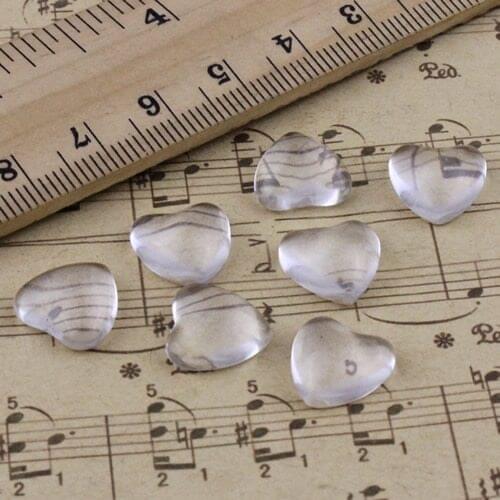10x10mm Thickness:4mm Heart Flat Back Clear Glass Cabochon Dome Cameo Jewelry Finding 30pcs/lot (K02925)