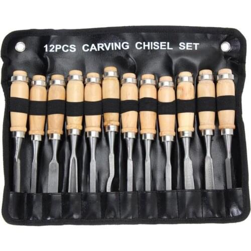 12Pcs/set Manual Wood Carving Hand Chisel Tool Set Carpenters Woodworking Carving Chisel DIY Detailed Hand Tools