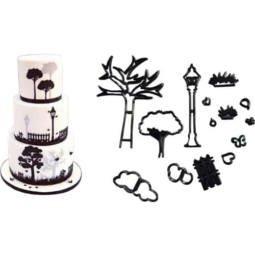 14Pcs/Set Park Theme Cake Cookie Cutter Moulds Chocolate Printing Mold Sugar Biscuit Cutter Baking Pastry Decorating Mold Tools