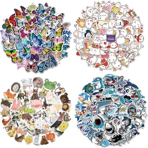 Pack of 200Pcs Hotsale 4 Style Cute Animals Stickers Waterproof Sticker Skateboard Notebook Bottle Deacal