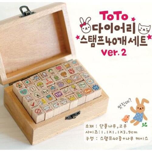 40pcs/lot Cute toto cat and rabbit ver.2 stamp set/Gift wooden box/Multi-purpose Scrapbook Decorative DIY funny work/HG030