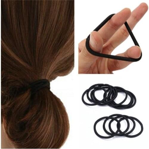 50Pcs/Set Women Elastic Hair Ties Band Ropes Rings Ponytail Holder Accessories Black