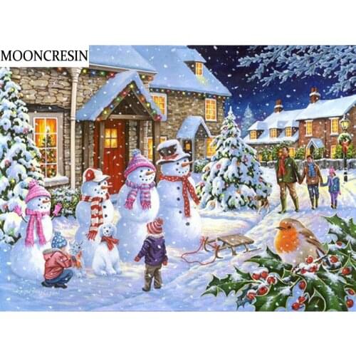 5D Diamond Painting New Arrival Landscape Snowman Cross Stitch Embroidery Diamond Mosaic Wall Sticker Christmas Decoration Home