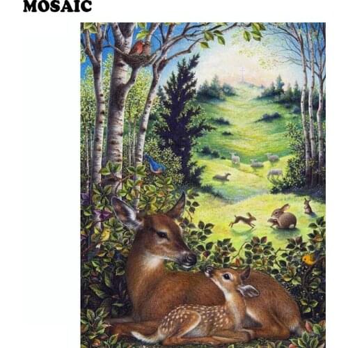 Diy 5d diamond painting cross stitch of diamond embroidery animal deer landscape diamond mosaic decoration gifts