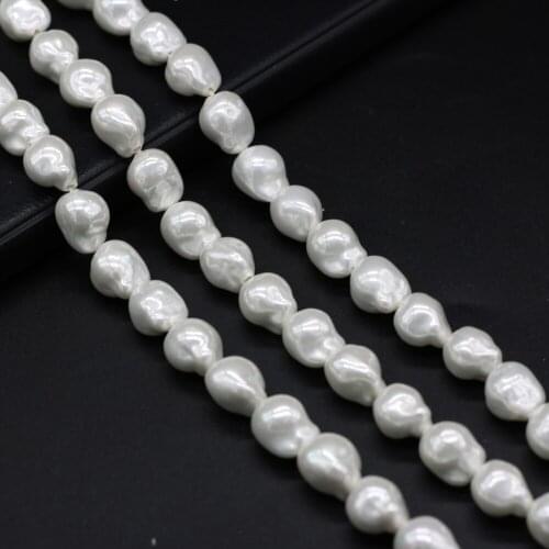 Irregural White Pearl Shell Loose Beads Natural Baroque Beaded for Making DIY Necklace Earrings Ear Stud Accessories 12x15mm
