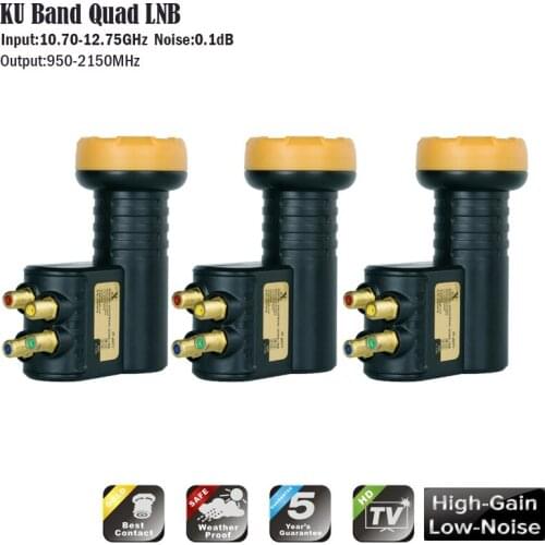 3Pieces/Set Quad LNB For Satellie TV Receiver Universal Quattro LNB Supper Quality Ku Band LNBF Noise Figure 0.1dB LNB 4 Dish TV