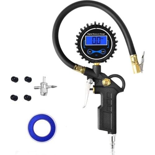 Digital Tire Inflator Pressure Gauge 200 PSI Air Chuck and Compressor Accessories European Style Quick Connect Coupler