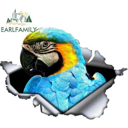 EARLFAMILY 13cm x 9.5cm For Parrot Cartoon Car Stickers Personality Decal Body For Car DIY Custom Printing Decoration