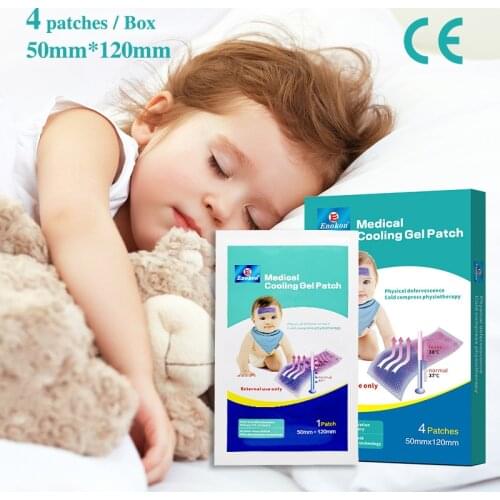 Enokon Medical Cooling Gel Patches Baby Kids Physical Lower Temperature Fever Stickers Ice Polymer Hydrogel Headache Pain Relief