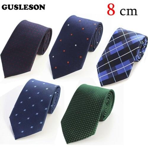 GUSLESON 8cm Ties 2017 New Brand Man Fashion Dot Striped Neckties Hombre Gravata Tie Classic Business Casual Green Tie For Men