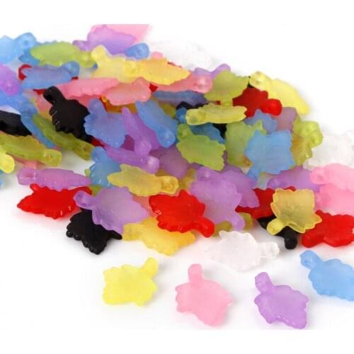 Hot Sale Approx 160pcs/lot 13*18mm Mixed Color Acrylic Loose Spacer Frosted Maple Leaf Beads Fit DIY Jewelry Necklace Bracelet