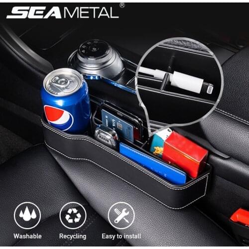 Car Seat Gap Storage Box Interior Auto Seat Crevice Organizer Box Universal PU Leather Seat Side Multifunction Box Accessories