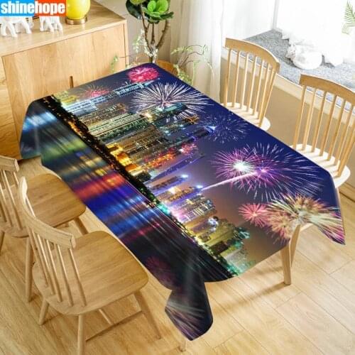 Custom Firework Table Cloth Oxford Print Waterproof Oilproof Home Rectangular Party Table Cover 100X140cm/140X250cm