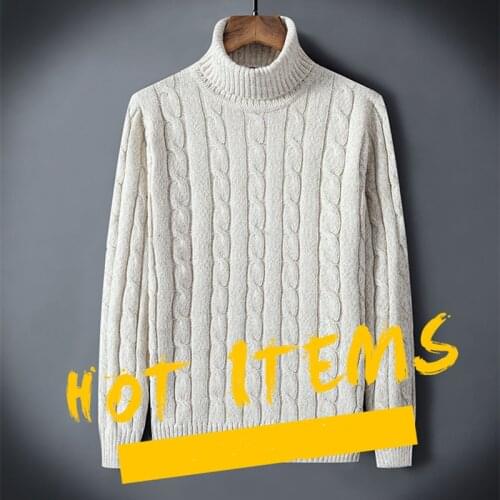 Twist Sweater Mens Turtleneck Pullovers High Neck Loose Winter Korean fashion trendy Thick Warm sweater