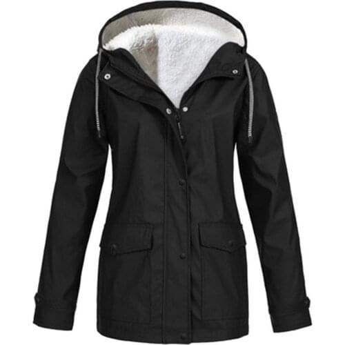 Куртка Женская Jackets Women’s Solid Rain Jacket Outdoor Jackets Waterproof Hooded Raincoat Windproof Womens Winter Jacket