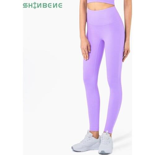 SHINBENE 25" DOUBLE OUTLINE Bare Workout Yoga Pants Gym Tights Women No Camel Toe High Waist Running Exercise Sport 7/8 Leggings