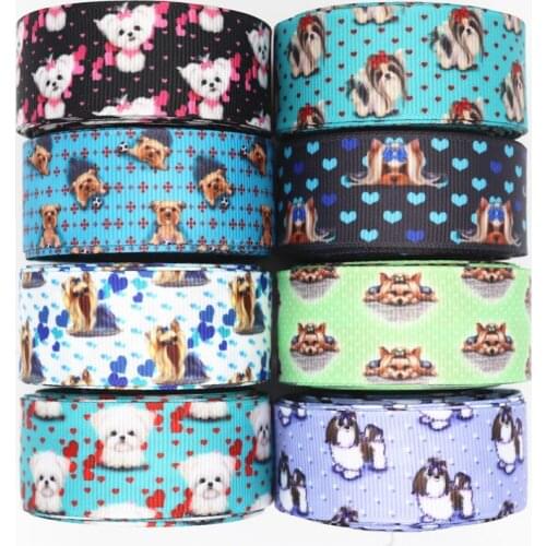 5 yards 1'' 25MM Japanese Cartoon Cute Animals Printed Grosgrain Ribbons For Hair Bows DIY Handmade Materials Y2020062702
