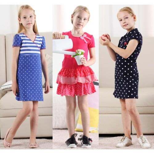 Girls Short Sleeve Dress Summer New Patchwork Girls Wearing Tutu Dresses for Girls Children Princess Dress for Party Wedding
