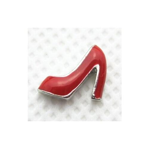 Hot selling Red High Heels shoe floating charms living glass memory lockets charms