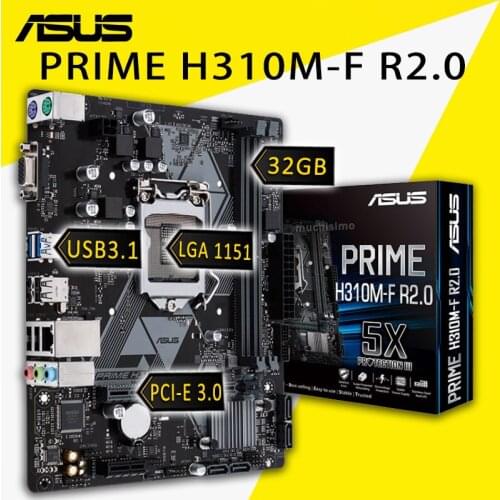LGA 1151 Asus PRIME H310M-F R2.0 Motherboard DDR4 Turbo Boost 2.0 32GB PCI-E 3.0 8th/9th-Gen CPU SATA3 Intel H310 Placa-mãe