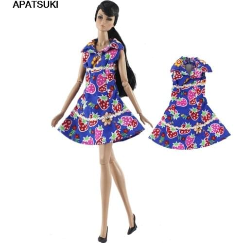 Purple Strawberry Fashion Short Dress For Barbie Doll Clothes Outfits Party Gown For Barbie Doll Accessories 1/6 Kids Child Toy