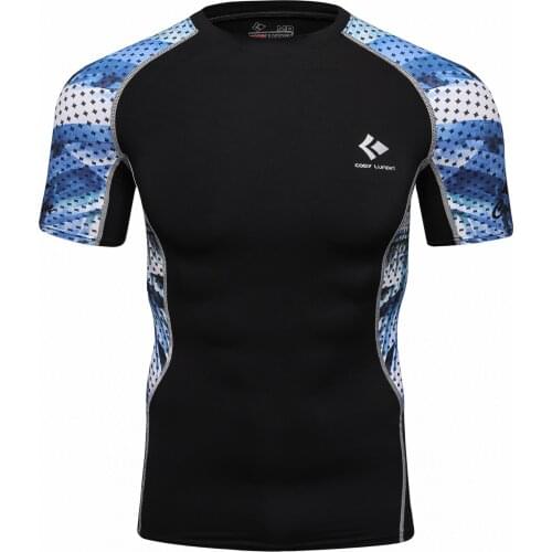 COLD LUNDIN Men Short Sleeve Rash Guard T-Shirt Rashguard Quick Dry Shirt Top Anti- UV Sport Tight Clothes