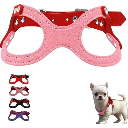 Soft Suede Leather Puppy Dog Harness Adjustable Pet Cat Vest Dog Collar Leads Harnesses For Small Medium Dogs Chihuahua