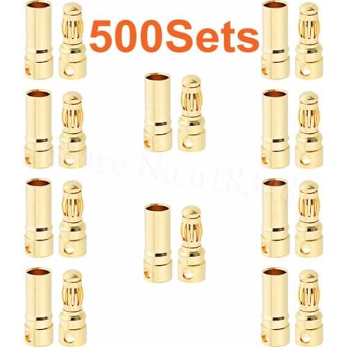 Wholesale 500Sets 3.5mm Gold Bullet Banana Connectors Female Male RC Models ESC Battery Pack Device Electric Motor Cable Wire