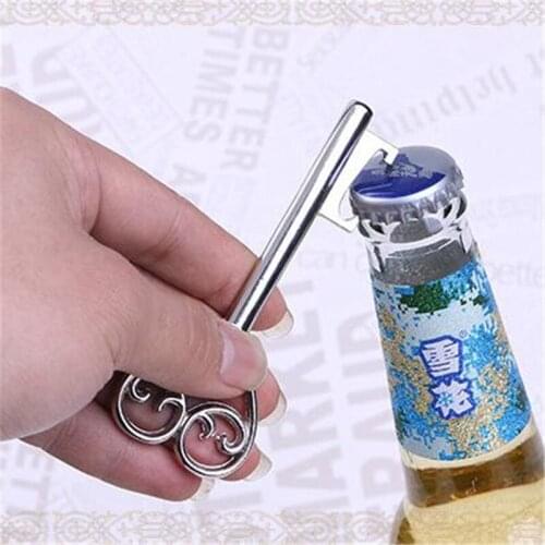 Key Shaped Bottle Opener Keychain Shaped Zinc Alloy Silver Color Key Ring Beer Bottle Opener Unique Creative Gift