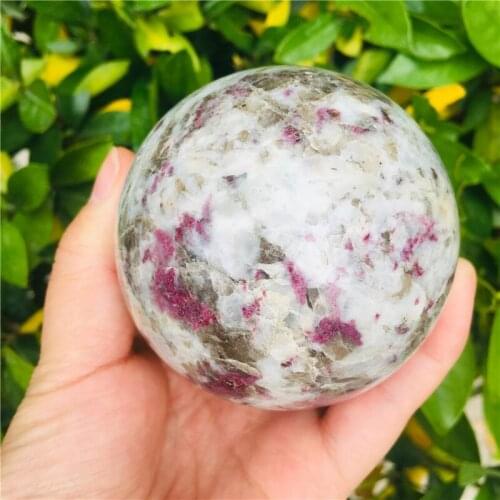 Natural stone plum blossom tourmaline crystal ball stones home decoration wind water ball
