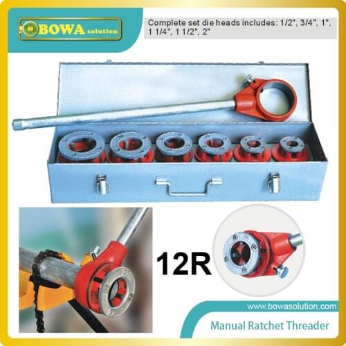 Manual ratchet threader Capacity: 1/2"-2" including Die Heads, Ratchet Assembly, Ratchet Handle;compatible 12-R Dies in Die Head