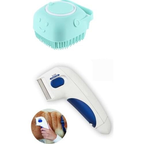 Pet Comb Flea Lice Cleaner Electric Dog Flea Cleaning Brush Pet Washer Tools Soft Brush For Cats Dogs Supplies