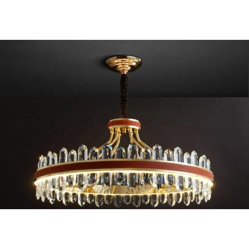 LED Postmodern Round Crystal Leather Designer Suspension Luminaire Lampen Pendant Lights.Pendant Lamp.Pendant light For Foyer