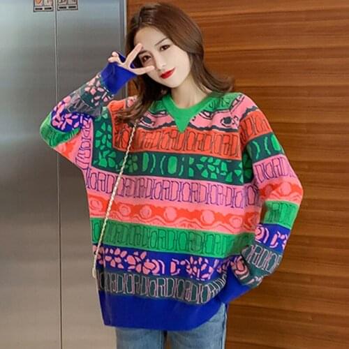Lazy Sweater Womens And Autumn Outer Wear Mid-Length Loose Pullover Slimming Knitted Top Spring New