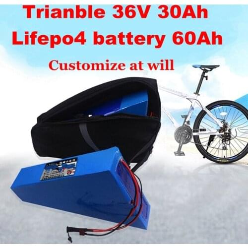 Triangle 36V 30Ah Lifepo4 battery 60Ah 38v 12s 32650 cells for EV motor rv 1000w 1500w bike power robots + 5A charger + Bag