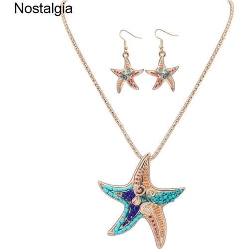 Nostalgia Unique Muticolor Starfish Enamel Jewelry Sets Girl Jewelry Children Jewelry Set 2018