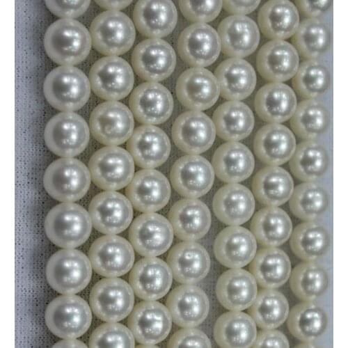 Unique Pearls jewellery Store 7mm White Round Freshwater Pearl Loose Beads DIY Jewelry One Full Strand LS4-016