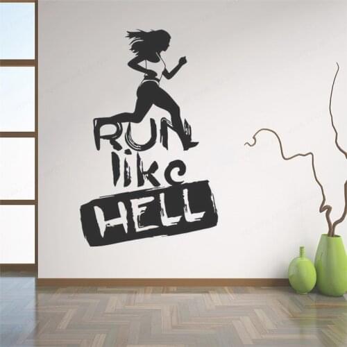 Run like hell sport motivation run vinyl wall art sticker bedroom living room decoration wall decal sports exerciseHL239