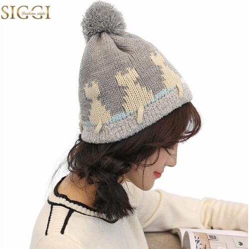 FANCET Winter Girls Knitted Hats Beanies Solid Acrylic Fleece Lined Pompom Hat For Women Stitch Warm Cute Gorros Skullies 89618