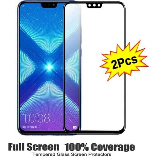 2Pcs Protective Full Cover For Honor 8X Max/8A/7X/9i/ Pro Tempered Glass Screen Protector Film For Note10/V20/V9/V10 Glass