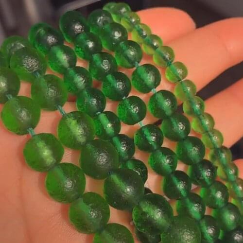 Green Meteorite Power Heal Stone Cystal Bead Round Spacer Glass Beads for Jewelry Making Diy Women Bracelets Necklaces Supplies