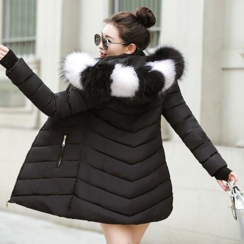 2021 Big Fur Winter Coat Thickened Parka Women Stitching Slim Long Winter Coat Down Cotton Ladies Down Parka Down Jacket Women