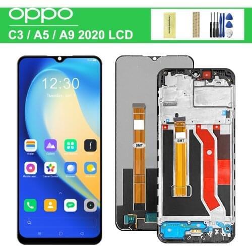 100% Tested 6.5" For OPPO Realme C3 RMX2027 LCD Display Touch Screen Digitizer Assembly Oppo a5 2020 LCD For Realme C3 LCD